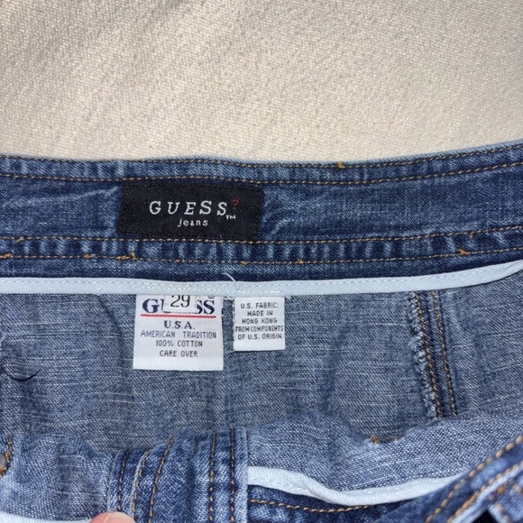 Guess Denim Jean Mini Skirt Button Down Front Pockets Sz29(8) Bohemian Festival - Picture 5 of 7